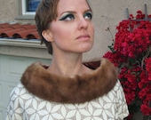 Vintage 1960's Lady's Luxe Carmel Brown Mink Fur Collar
