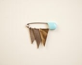 Mini-Icicle no. 6 - metallic leather geometric brooch