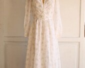 vintage floral lace white prairie dress small