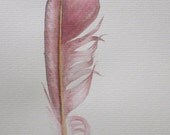 Delicate mauve feather -- original watercolour painting
