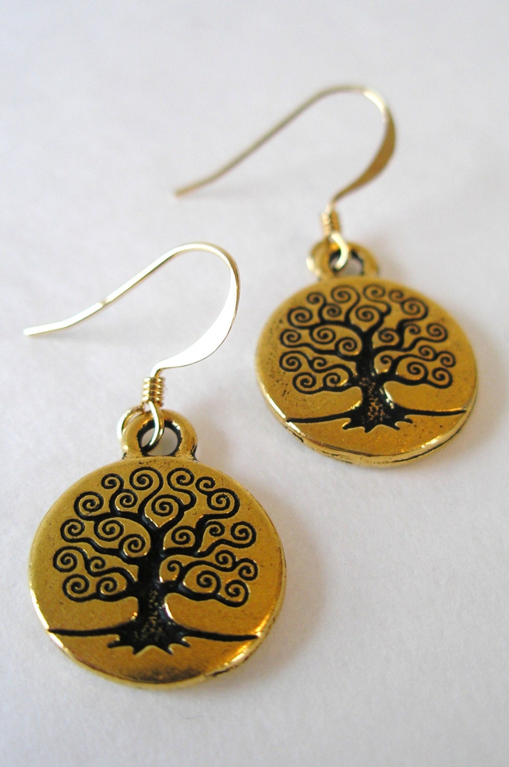 CELTIC Gold Tree of LIfe Dangle Earrings