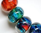 Special OOAK  lampwork boro beads orphan set of 8 earth tones and greens, oranges. blues and purples