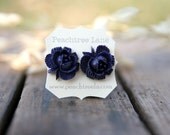 Navy Ruffle Rose Flower Earrings // Bridesmaid Gifts // Bridesmaid Earrings // Country Wedding // Maid of Honor Gifts
