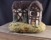 Needle Felted Tudor Style House -  Wool Soft Sculpture by McBrideHouse
