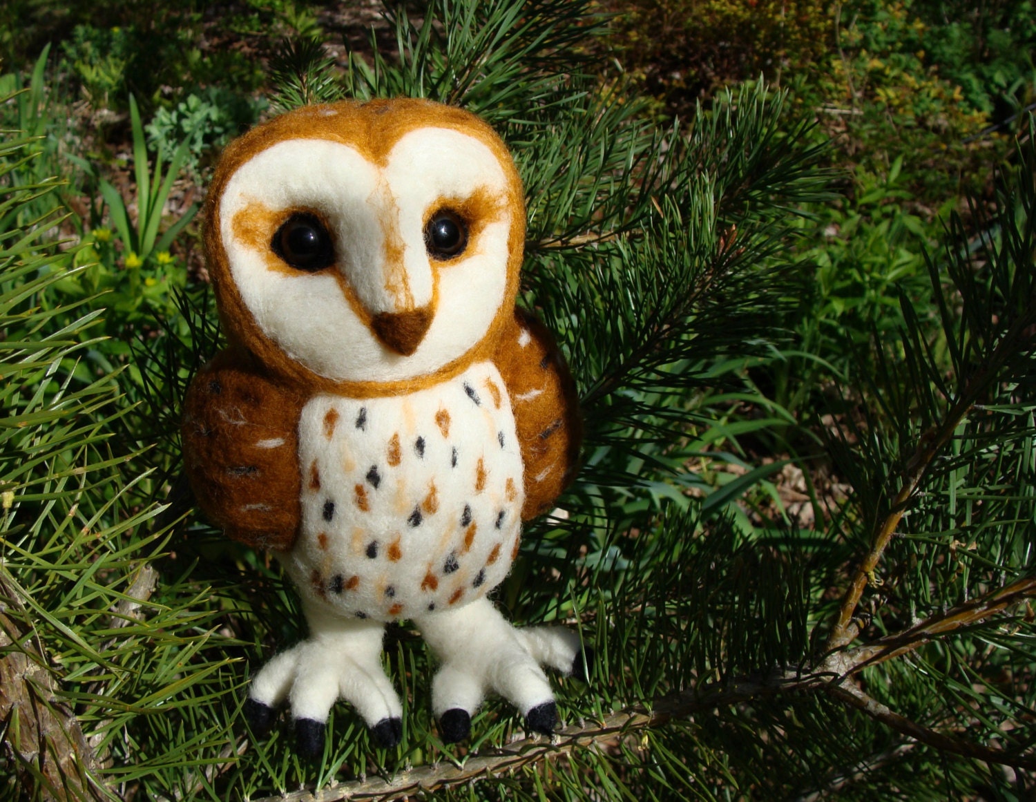Needle Felt Barn Owl OOAK Soft Sculpture by Bella McBride OOAK