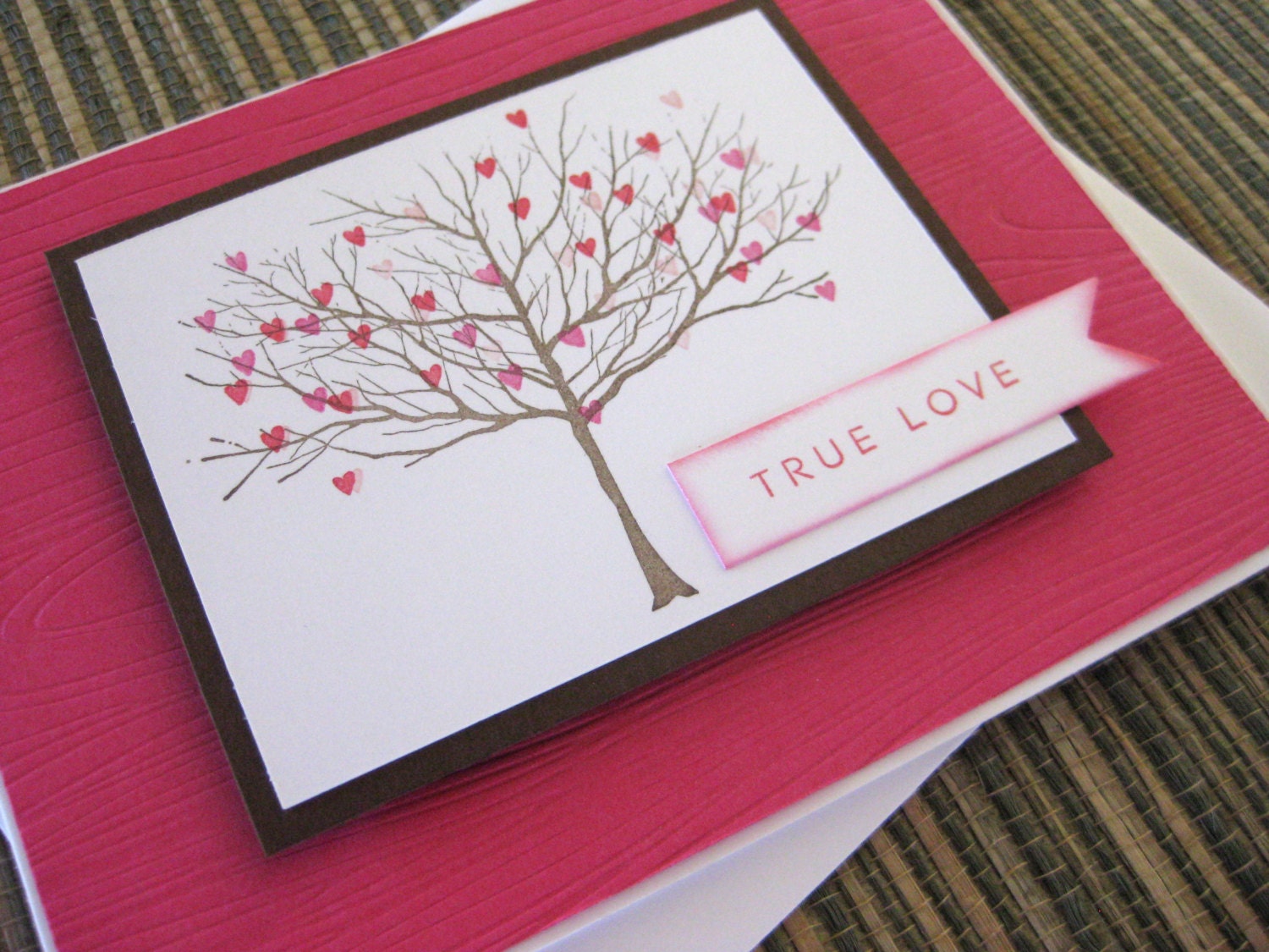 true love with tree of hearts - handmade Valentines Day/Wedding/Anniversary Card