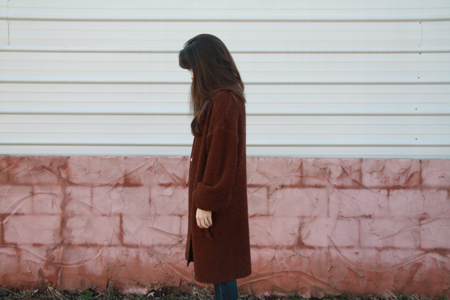 SALE Vintage 1990s Chunky Brown Knit Cocoon Cardigan