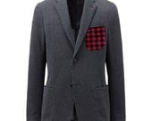 Men's Grey cotton Blazer with wool plaid/ jacket sizes 36, 38, 40, 42, 44