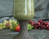 Ceramic Wine Goblet in Spring Green and Black Mountain