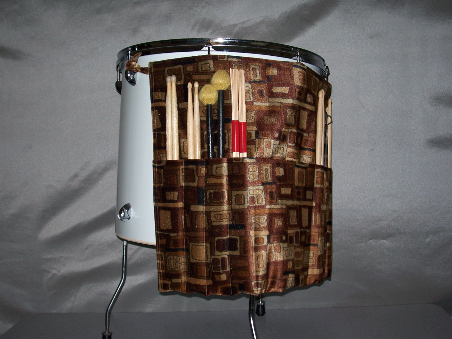 Roll It Ups Drumstick Bag: Drum Stick Bag Drummer Gift Brown Geometric Drum Bag