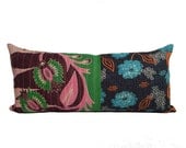 Vintage Kantha Pillow - Mixed Flora - 14 x 30
