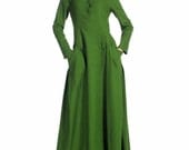 Green linen maxi dress (507)