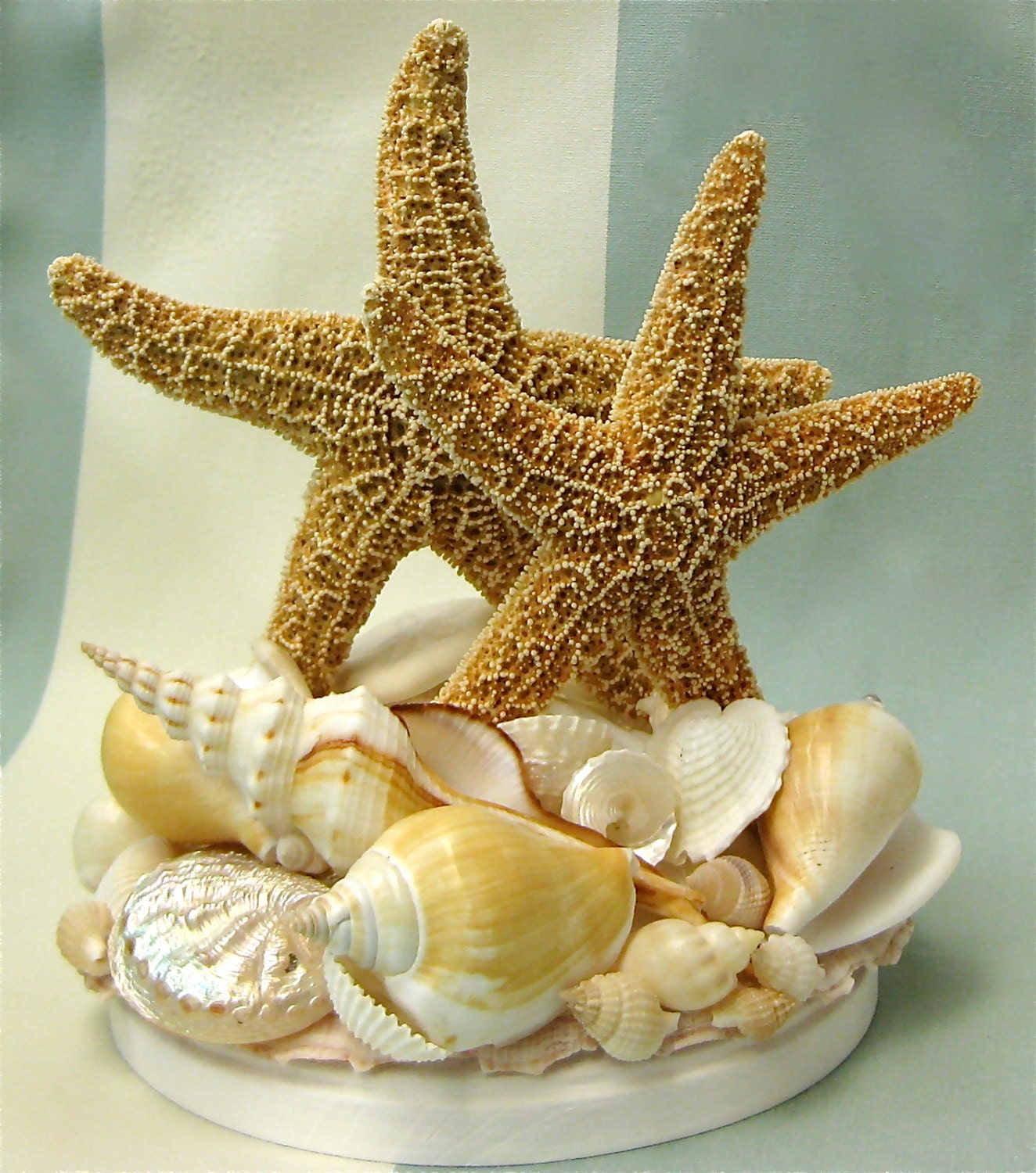 Beach Wedding Cake Topper with Starfish and Seashells