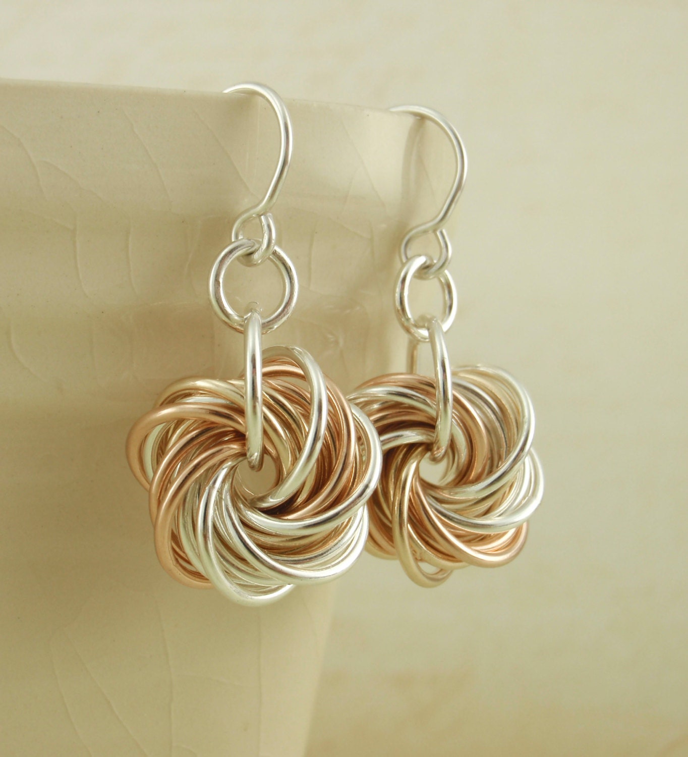 Sterling Silver and 14kt Rose Gold Filled and 14kt Yellow Gold Filled Eternity Earrings KIT - Stunning Chainmaille