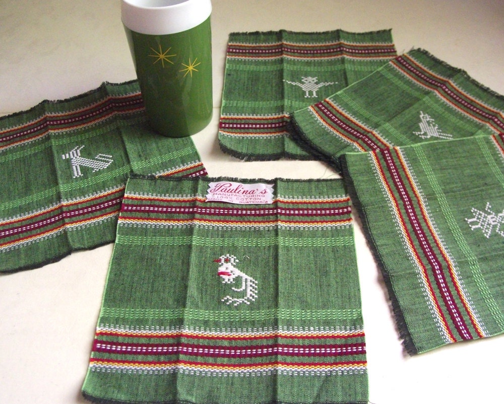 Vintage Embroidered Guatemalan Napkin Set  - Fiest-ive Cocktails