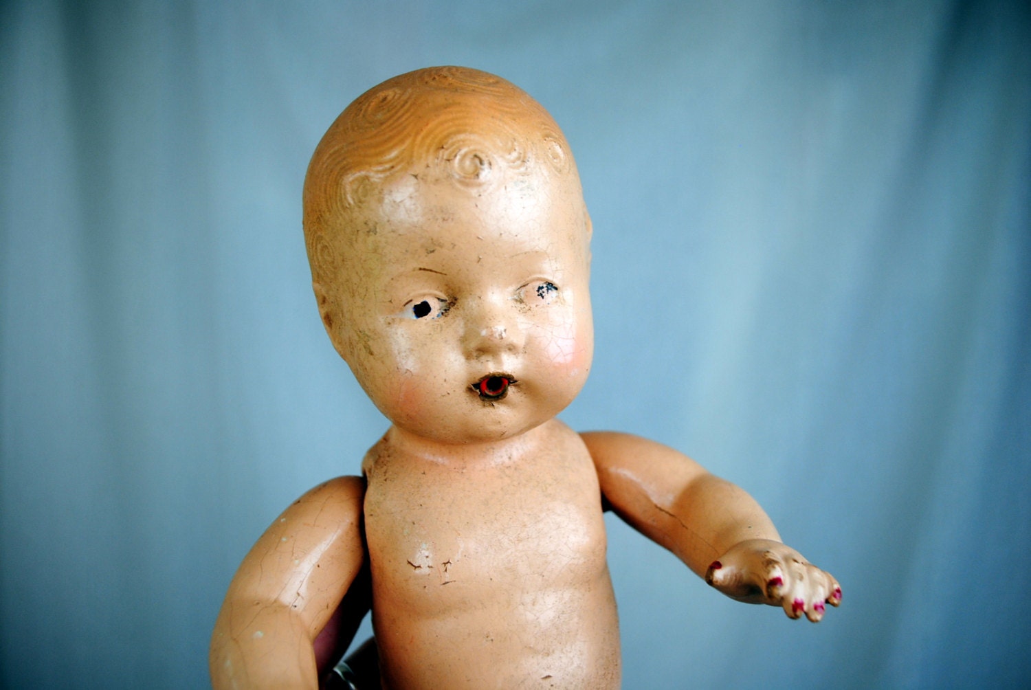 Distressed 1920s Antique Composition Doll