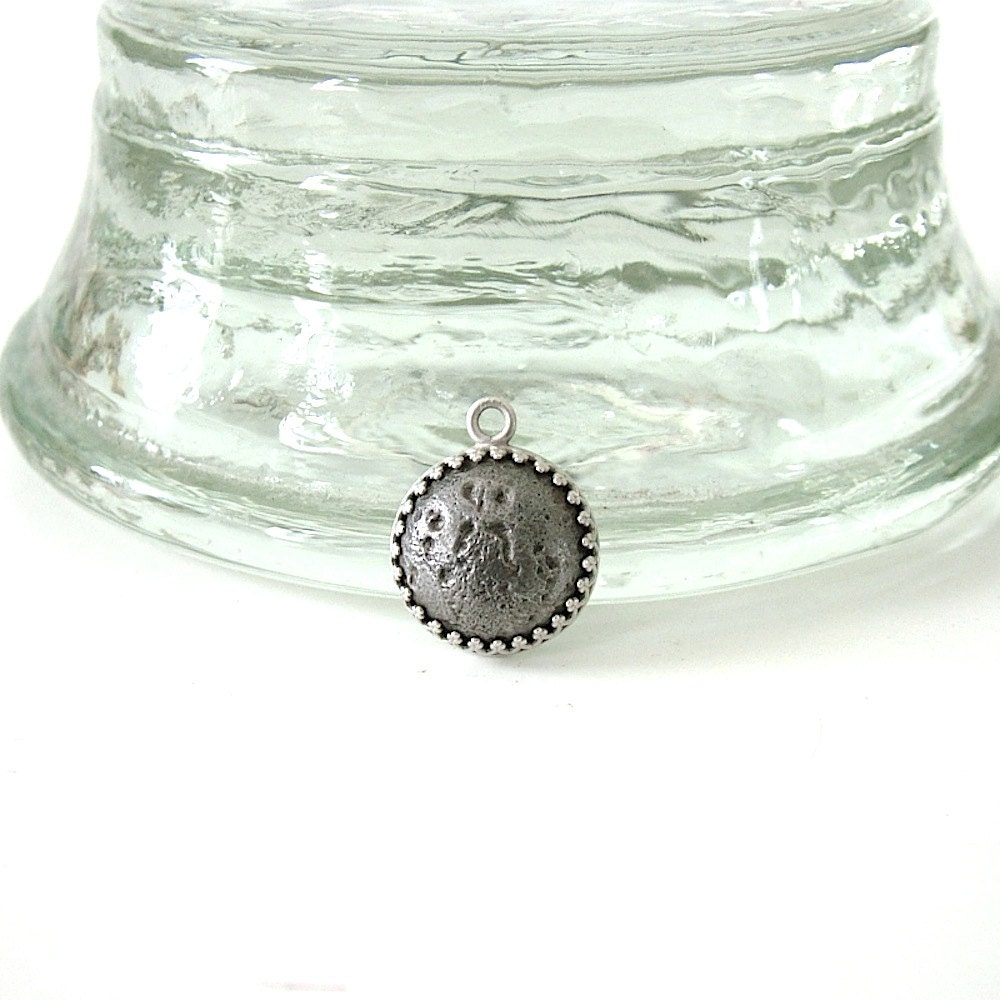 Iron and Silver Pendant/Cast Iron/Sterling Silver/6th Wedding Anniversary 16mm