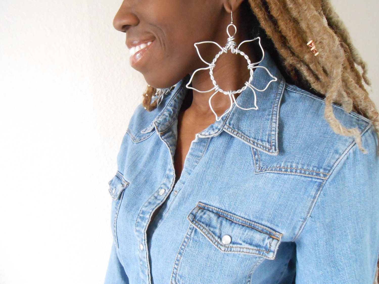 Silver Sunflowers- XL Statement earrings