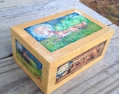 The Fox Went Out On A Chilly Night Themed Wooden Trinket Box - Hand Painted