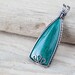 Unique Green Verdite Pendant, Natural African jade pendant, handmade wire wrapped oxidized copper frame, teal emerald green stone pendant