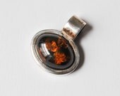 vintage modernist sterling silver amber pendant / Moonrise Kingdom pendant