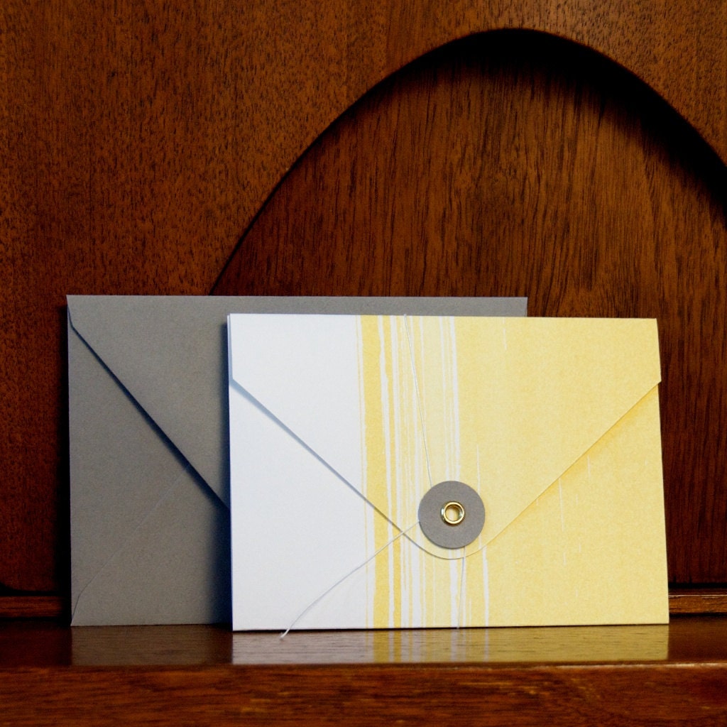 Yellow Ochre Watercolor Button & String Card