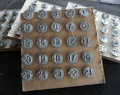 NUMBER 1-25 Vintage Numbered Tacks 25 Silver White Brass Thumb Tack Markers Art Deco Retro Mid Century Hardware
