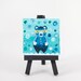 Turquoise Bear Totem, Miniature Painting, Winter Whimsical Small Art, Children's Animal, Blue - Original Mini Painting by Kimberly Kling