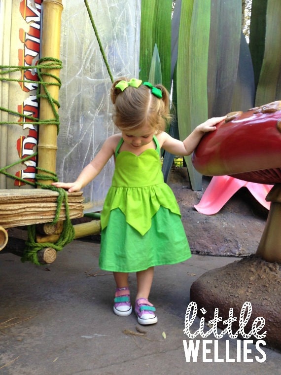 TINKER BELL Inspired Sweetheart Dress from Peter Pan Great Fairy Rescue Lost Treasure Tinkerbell--  girls costume