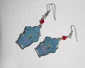 FullMetal Alchemist Al Elric charm dangling earrings with wire wrapped red Philosopher's stone accent