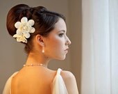 SET of 2 Gardenia hair clips, Wedding Headpiece, Bridal Hair Flower, Fascinator, Hair pin