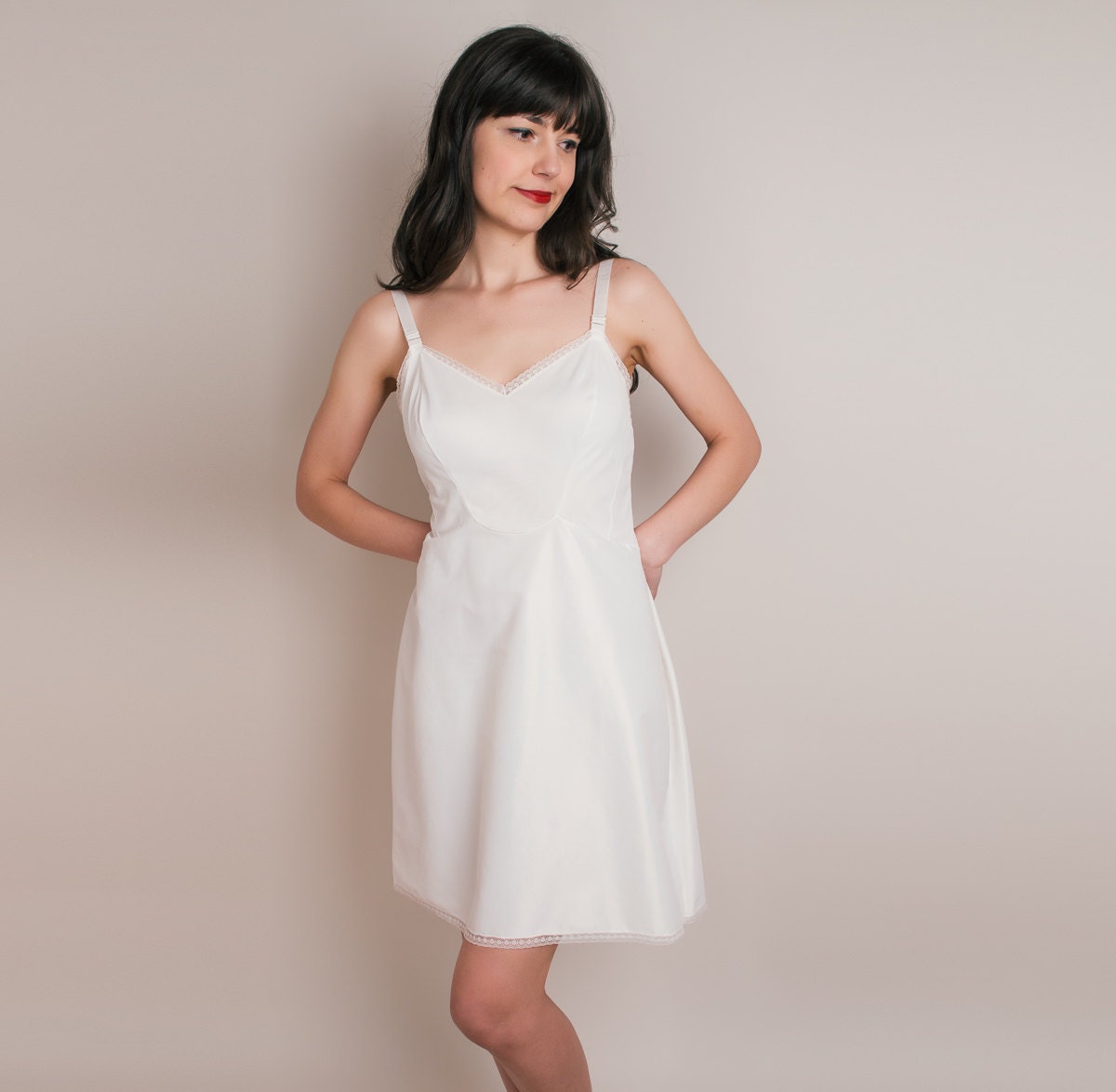 1960s Slip - Vintage 60s White Full Slip by French Maid Lingerie - S / M - free shipping