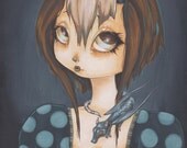 Dragon kin - Alessa- Fairy goth dragon girl 8.5" by 11" print Blue