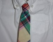 6.5 in Little Boy Tie- Plaid Toddler Tie- Little Velcro Tie- 9m Tie- 12m Tie- Easter Tie