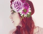 Plum and Lavender Bouquet Flower Crown
