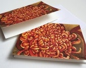 orange flower note card, chrysanthemum, flower card set