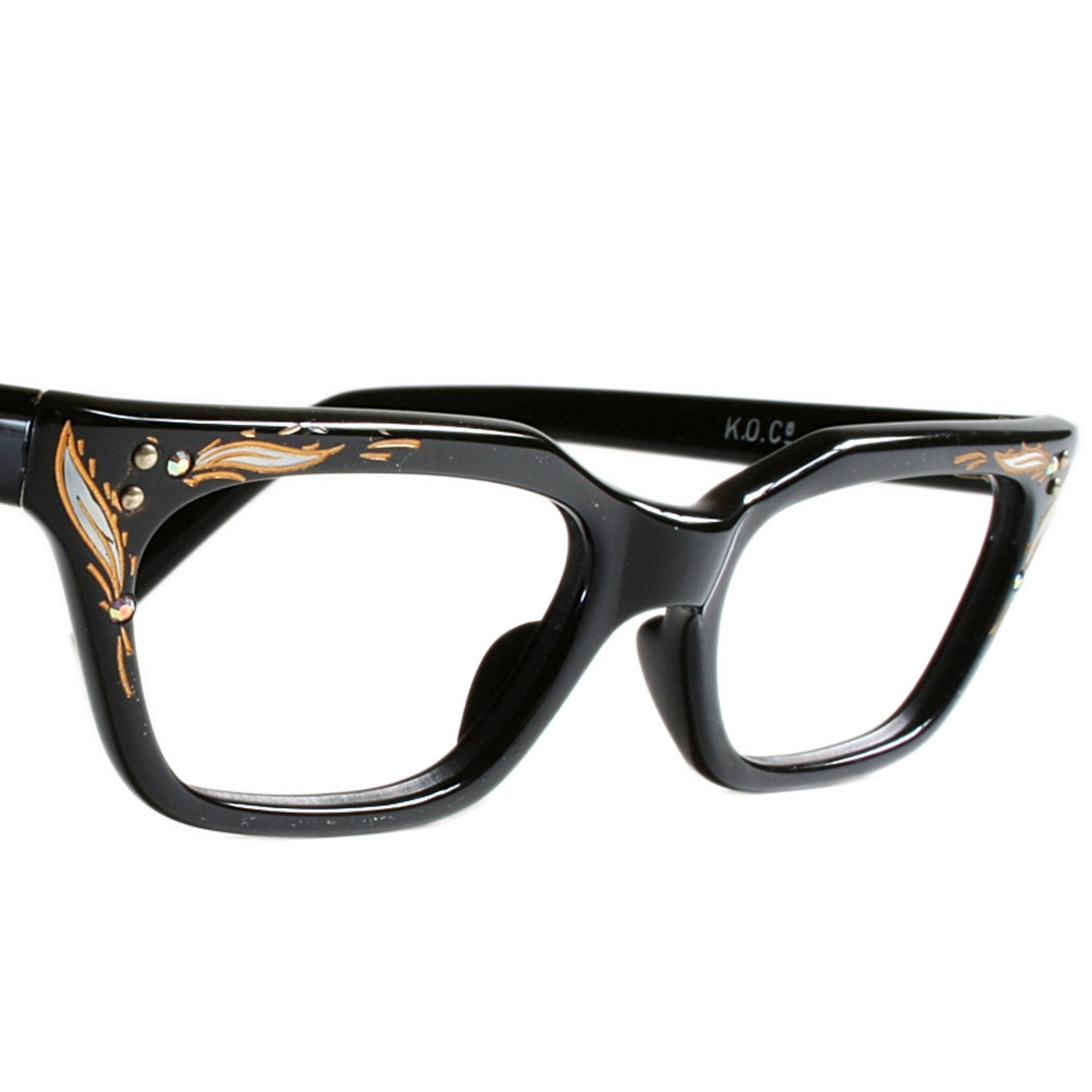 Rhinestones and Etchings Cat Eye Glasses by K.O.C