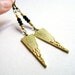 Flash SALE - Point of view - long geometric tribal triangle and black crystals earrings