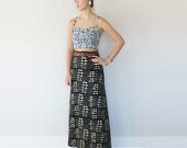 Hand Printed 'Mountain' Maxi Skirt in Gold on Black on Organic Jersey