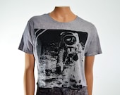 SALE Astronaut T Shirt Bleached Black Nasa Buzz Aldrin Oversize Grunge Loose Fit Women's Small Medium