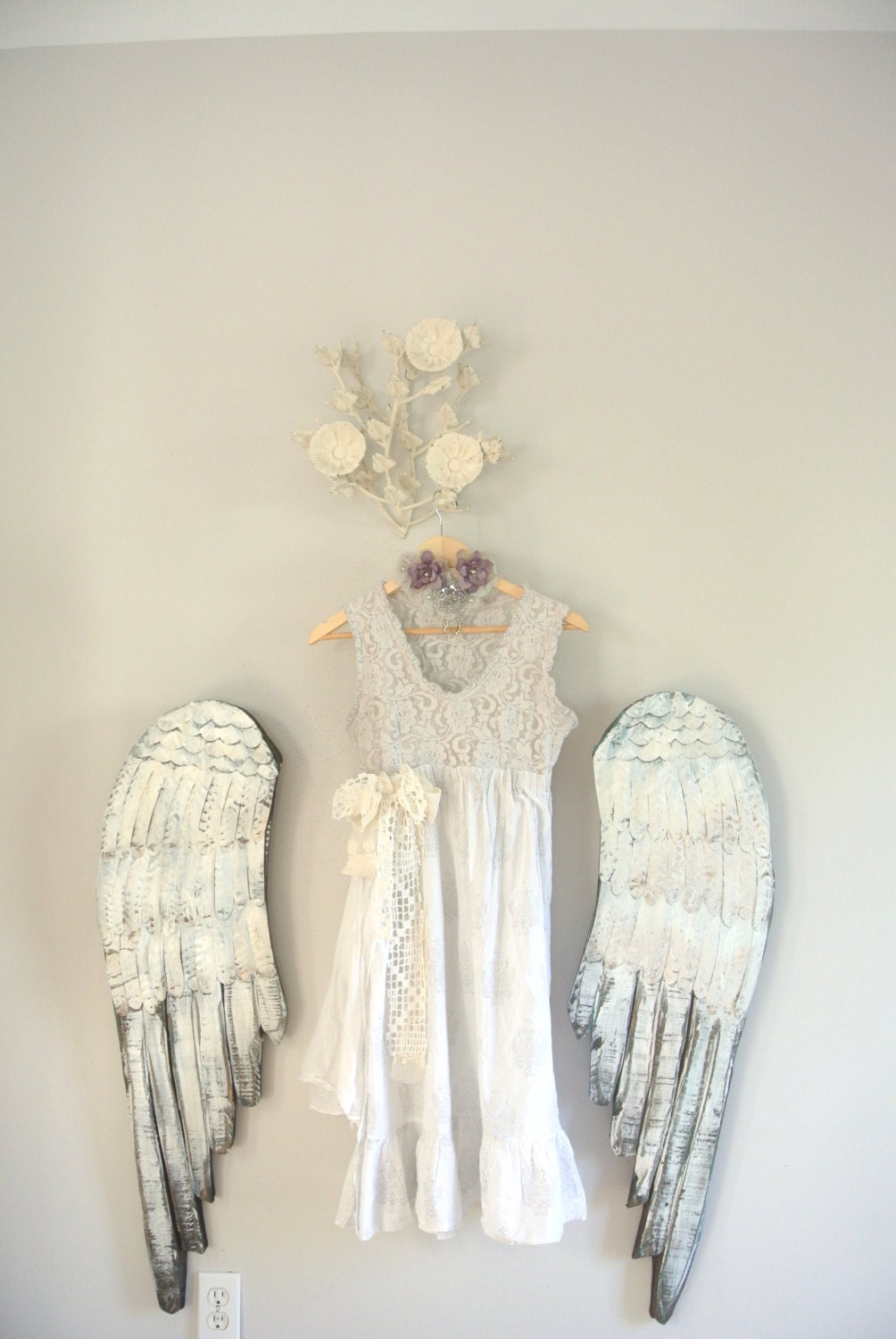 Romantic Summer dress, country lace shabby gray sundress, summer dresses, cottage chic, Fairy, mori girl, True rebel clothing small med