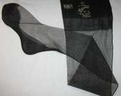 Vintage 1950s Black Seamed Stockings FF Point Heel Size 9 Length 32 NOS Nip