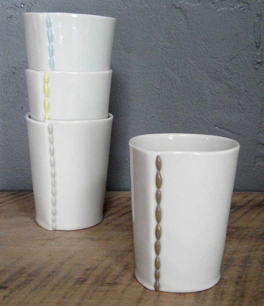 Juice Cup- porcelain with brown beads