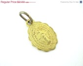 On Sale 25% Off Tiny Vintage Brass Miraculous Medal - Catholic Charm - KK83