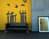 Wall Decal Pelican Bird Animal Feather Pier Beach Coast Nature