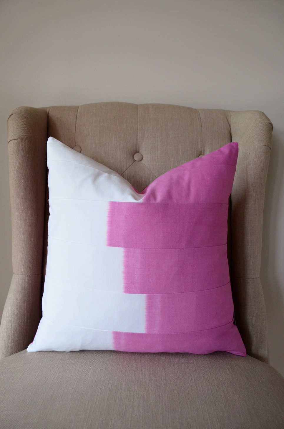 18"x18" Pink Dip Dyed Stripe Pillow