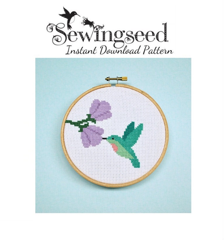 INSTANT DOWNLOAD Hummingbird Cross Stitch Pattern