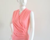 Womens wrap top. Pink top. Wrap sleeveless shirt. Womens top. Plus size Sleeveless summer tank top. Made to order womens clothing
