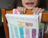 Crib Rail Bag, Fabric Basket, Rainbow Bucket for Kids -- Made to Order