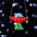 UFO Alien Abduction Necklace, Silver Plated Chain, Tattoo Style